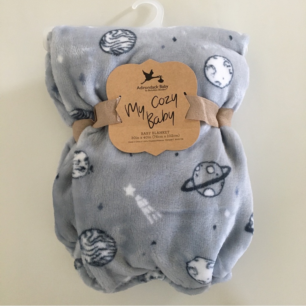 NEW My Cozy Baby Blanket Lightweight Blue Outer Space Theme | Adirondack Baby